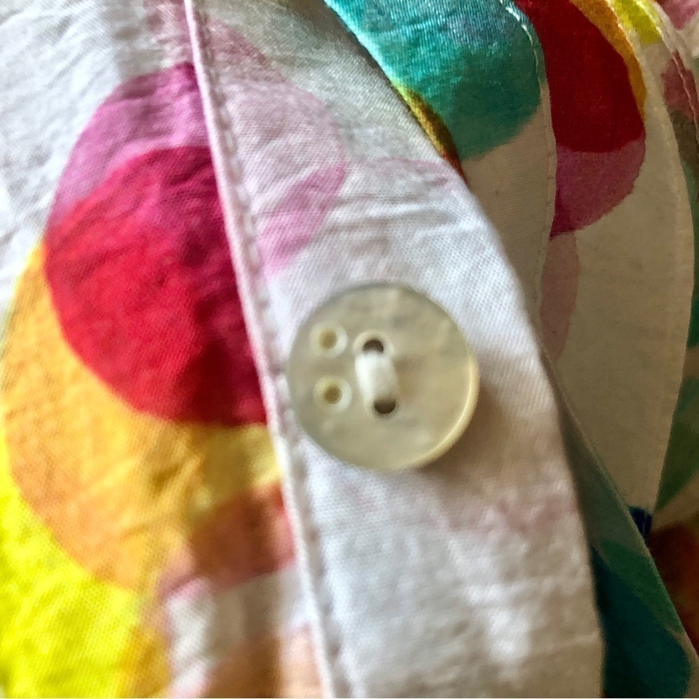 Alison Sheri Polka Dot Smock Top Multi Colour 3/4 Roll-Tab Sleeve Shell Buttons - Picture 9 of 10